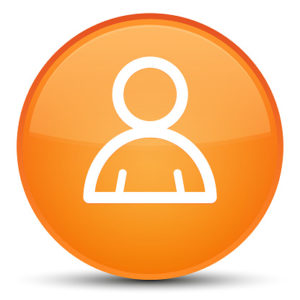 Member icon isolated on special orange round button abstract illustration